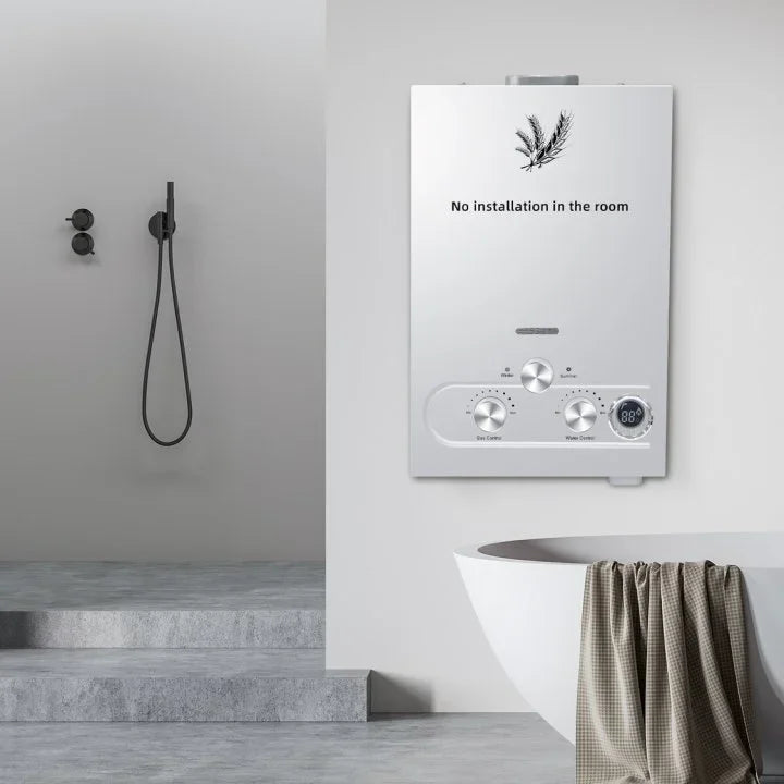Scaldabagno senza serbatoio a GPL con display LED e protezione di sicurezza
