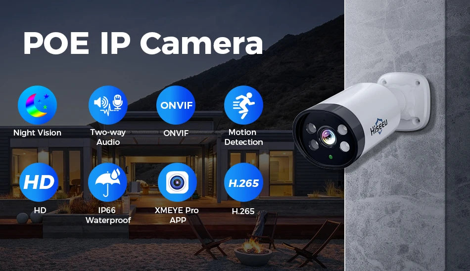 3MP POE IP Camera with Audio, Night Vision, ONVIF
