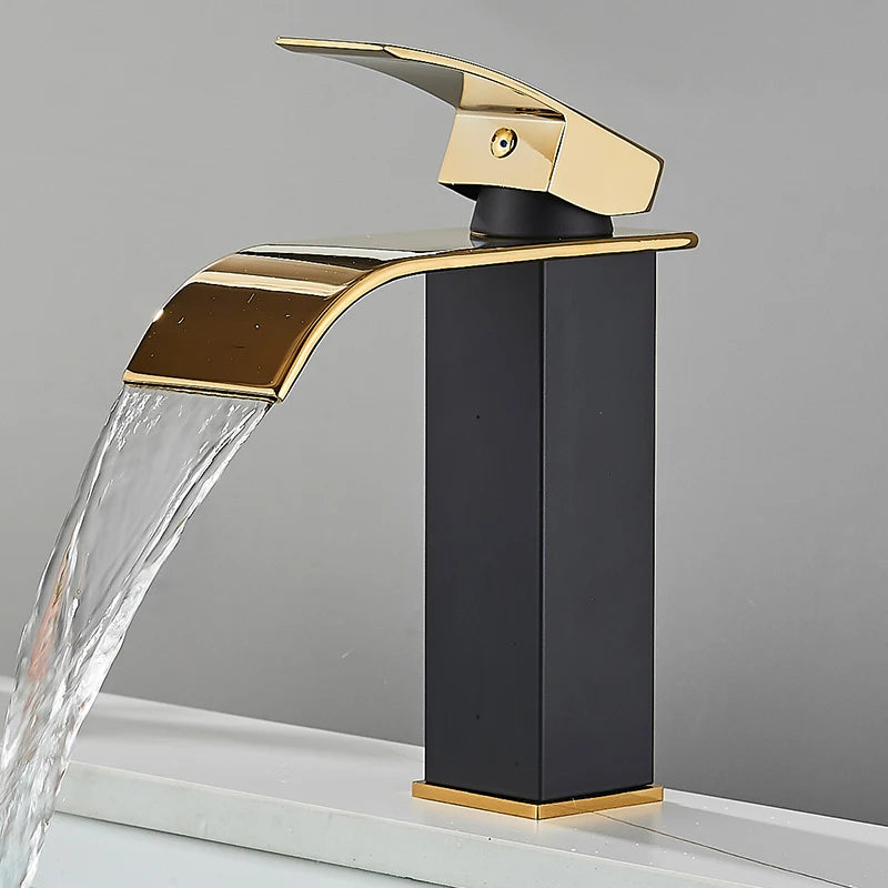 Matte Black Waterfall Basin Faucet – Single Handle Bathroom Mixer