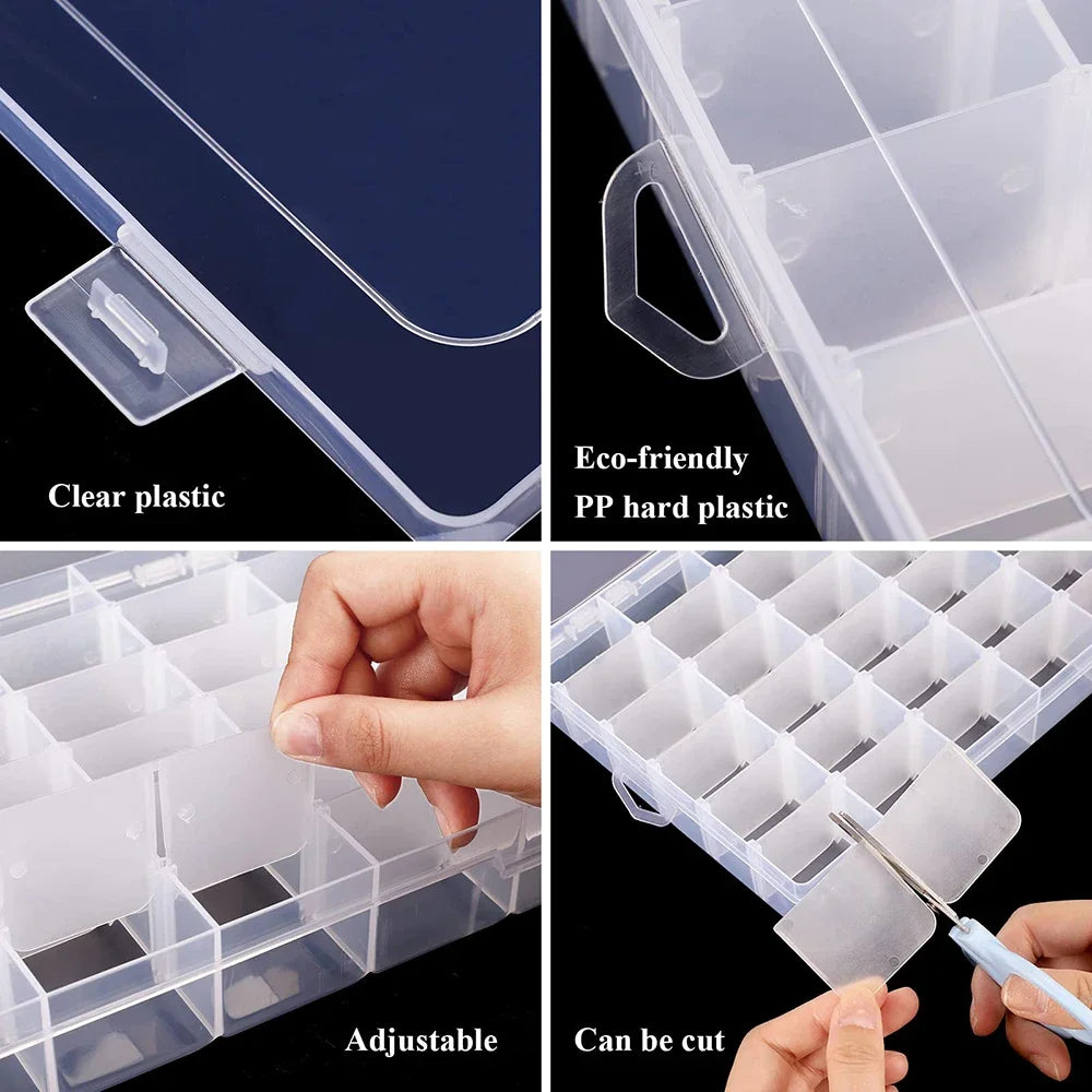 24/36 Transparent Plastic Box Jewelry Box Beaded Components Fishing Gear Box Hardware Tools Packaging Storage Box
