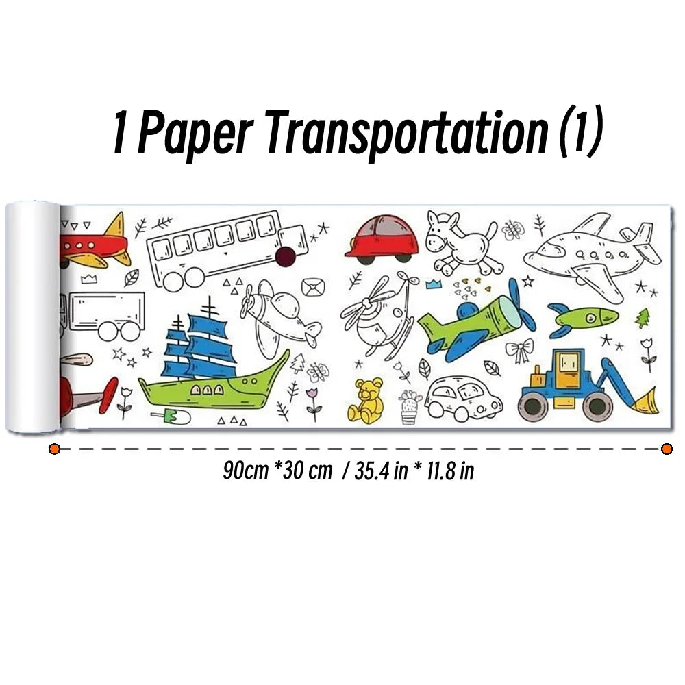 90cm Animal Canvas Children's Drawing Roll DIY Coloring Paper Roll Color Filling Graffiti Paper-cut Painting Educational School