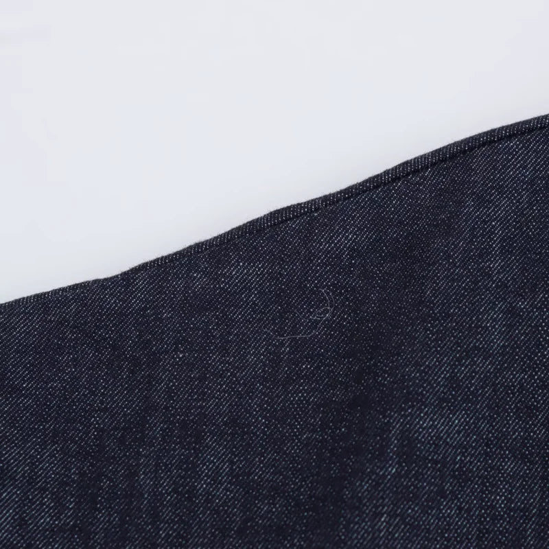 ETJ 2025 Spring New 1975 series denim MIDI dress with lapel side zipper fashion wrinkle waist slim elegant dress