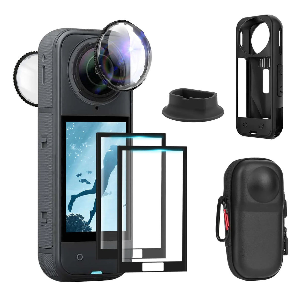 Kit d’accessoires de protection pour Insta360 X5 avec étui de transport