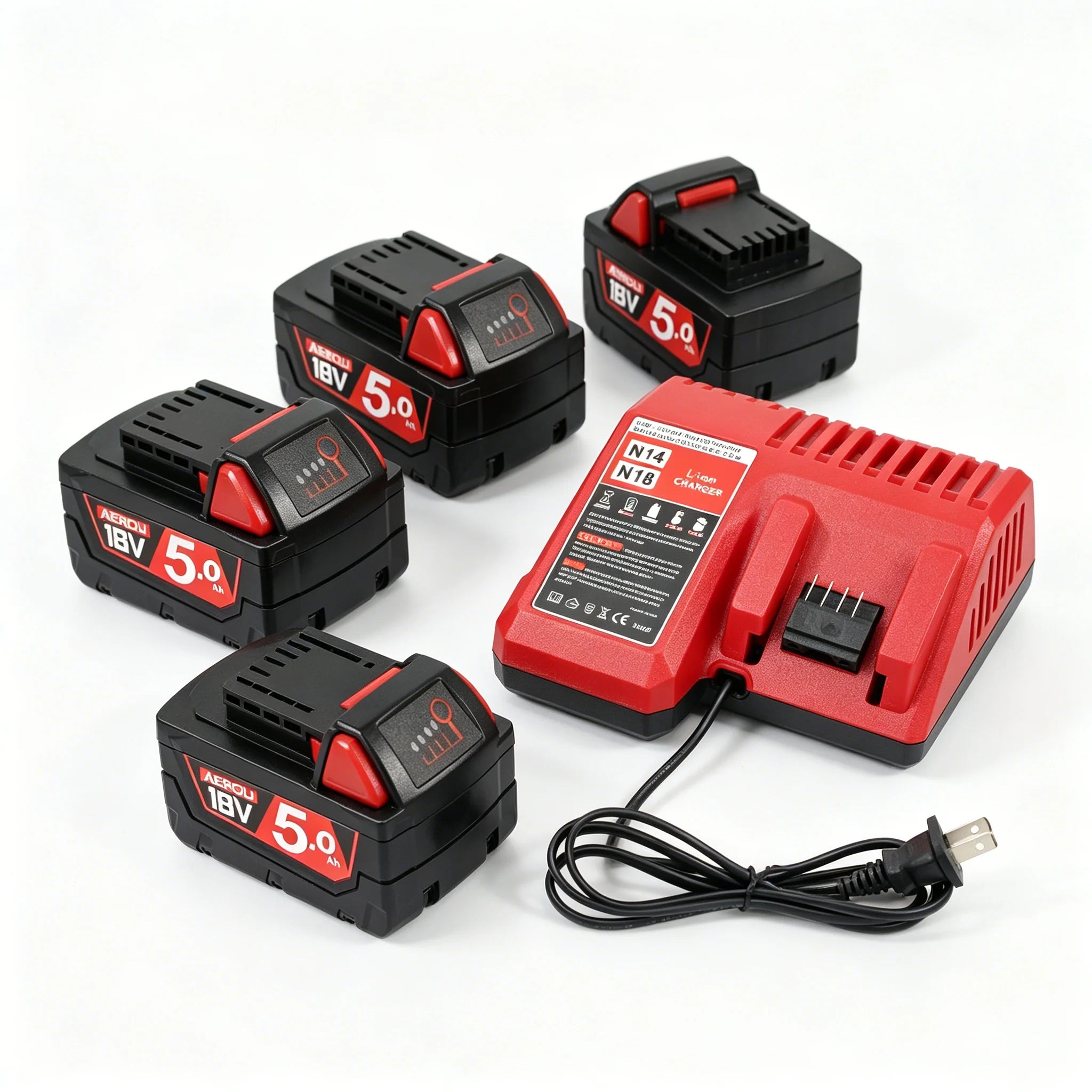 2-Pack 18V 5.0Ah Battery and Fast Charger for 18V Tools