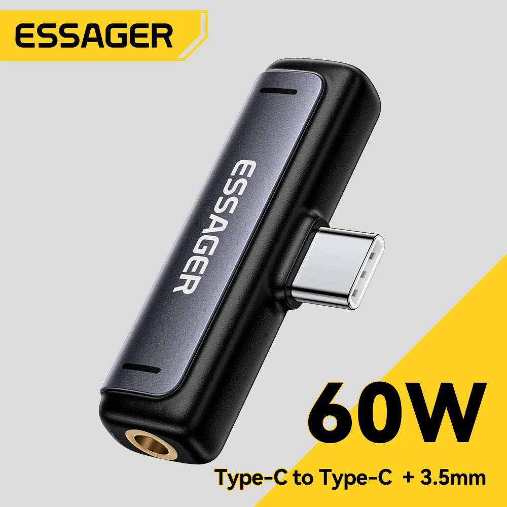 USB-C-Adapter mit zwei Anschlüssen, Audiooptionen mit 3,5-mm- oder USB-C-Anschluss