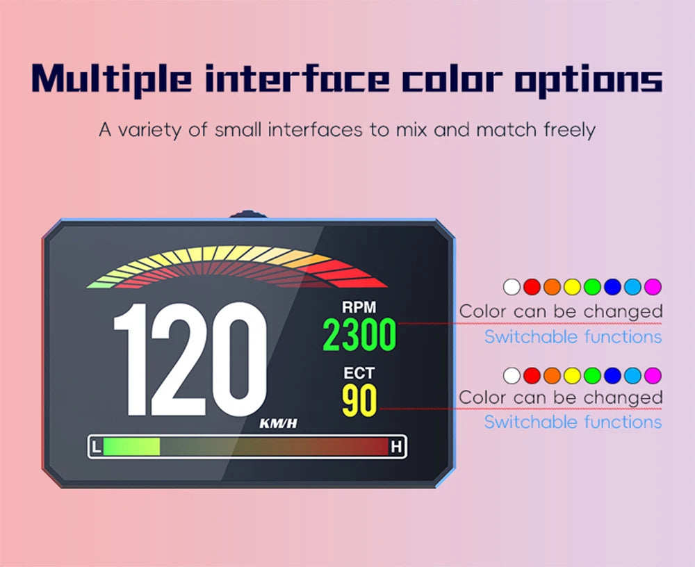 P16 OBDII Digital Vehicle Dashboard Display