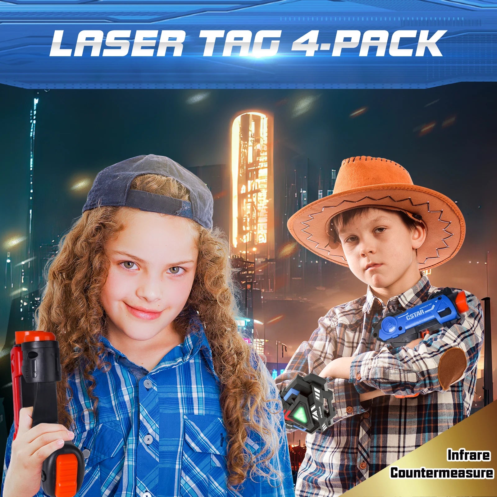 VATOS Mini Laser Tag Guns Set for Kids with Badges