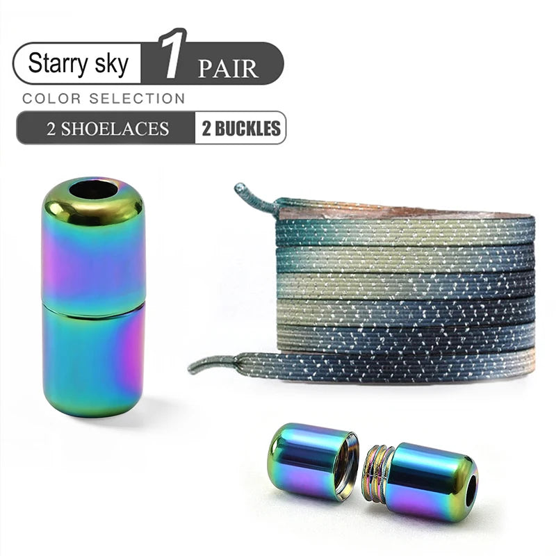 1Pair/2Pairs/4Pairs No Tie Shoe Laces Colorful Buckle Shoelaces Pearl Light Colorful Fashion Without Ties Elastic Laces Sneaker