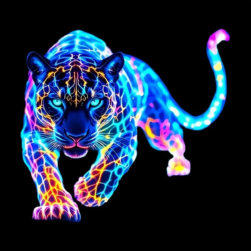 1PC Vibrant Neon Leopard Motorcycle Stickers Waterproof for Scooter Fuel Tank Front Fairing Vinyl Decals Car Window Decoration