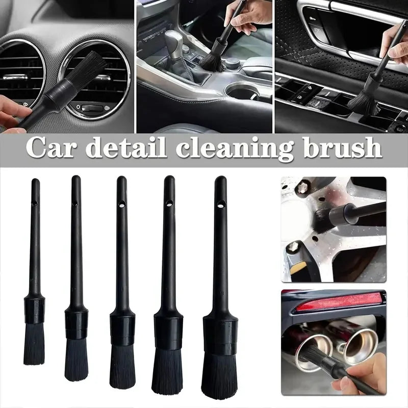 1/5x Car Detailing Cleaning Brushes Soft Detail Brush Wheel Cleaner Auto Dust Removal Brush Car Interior Exterior Accessories