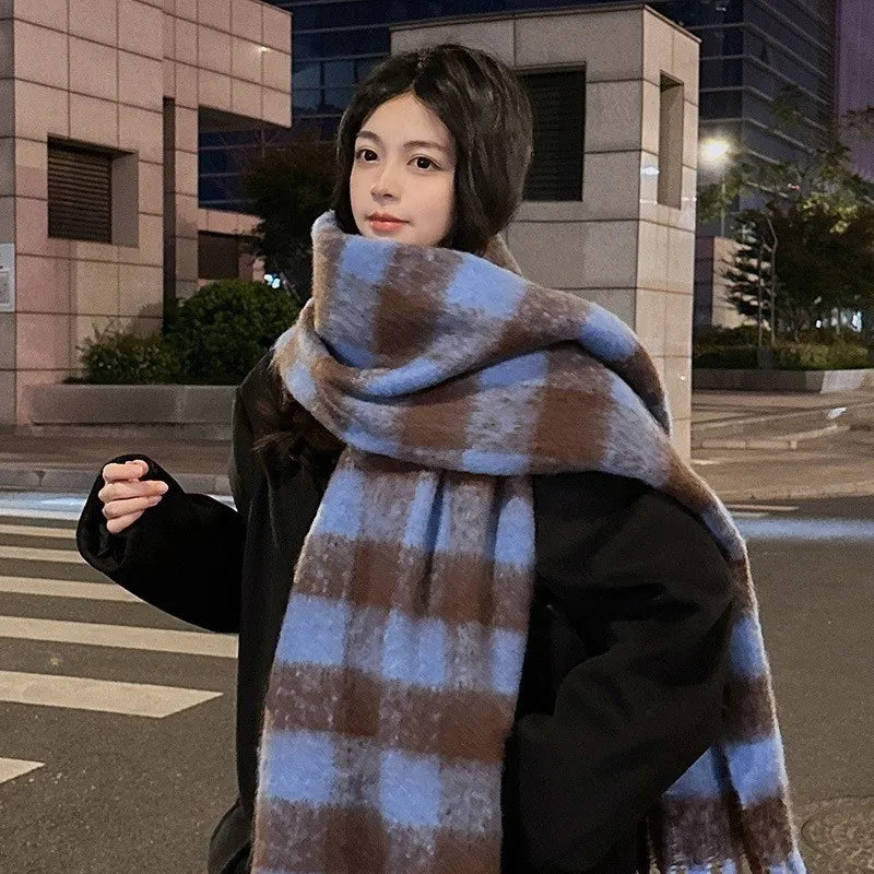 Kadın Bej Büyük Atkı – Kalınlaştırılmış Kış Şalı