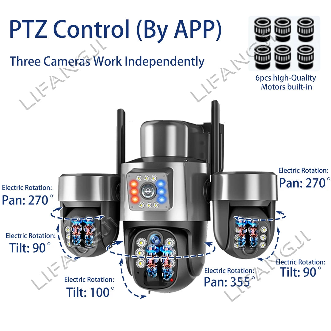 20MP 4-Lens 4G Solar Outdoor Security Camera with 10X Optical Zoom, 3 PTZ and Auto Tracking