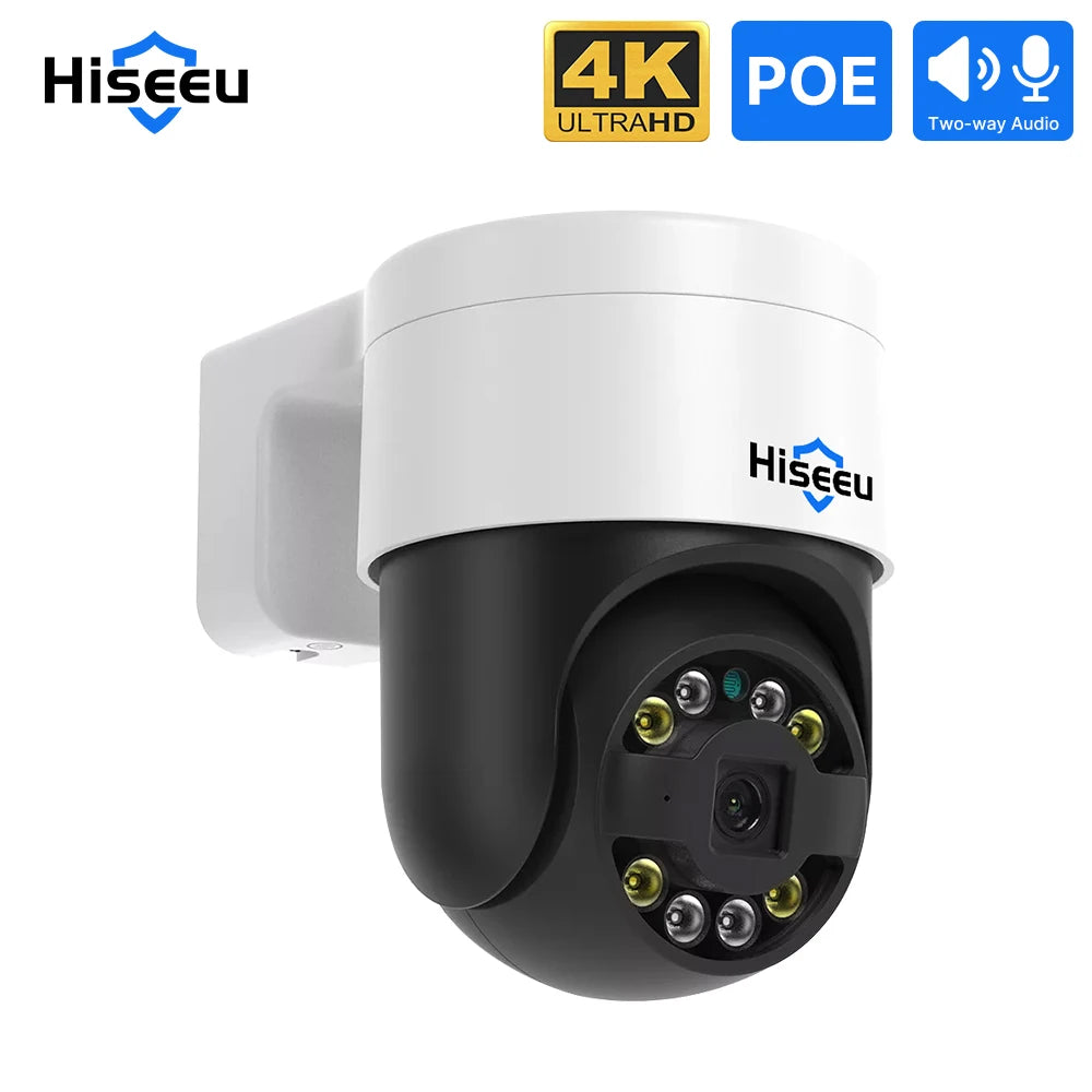 4K 8MP PoE PTZ IP Camera with Full Color Night Vision and Two-Way Audio