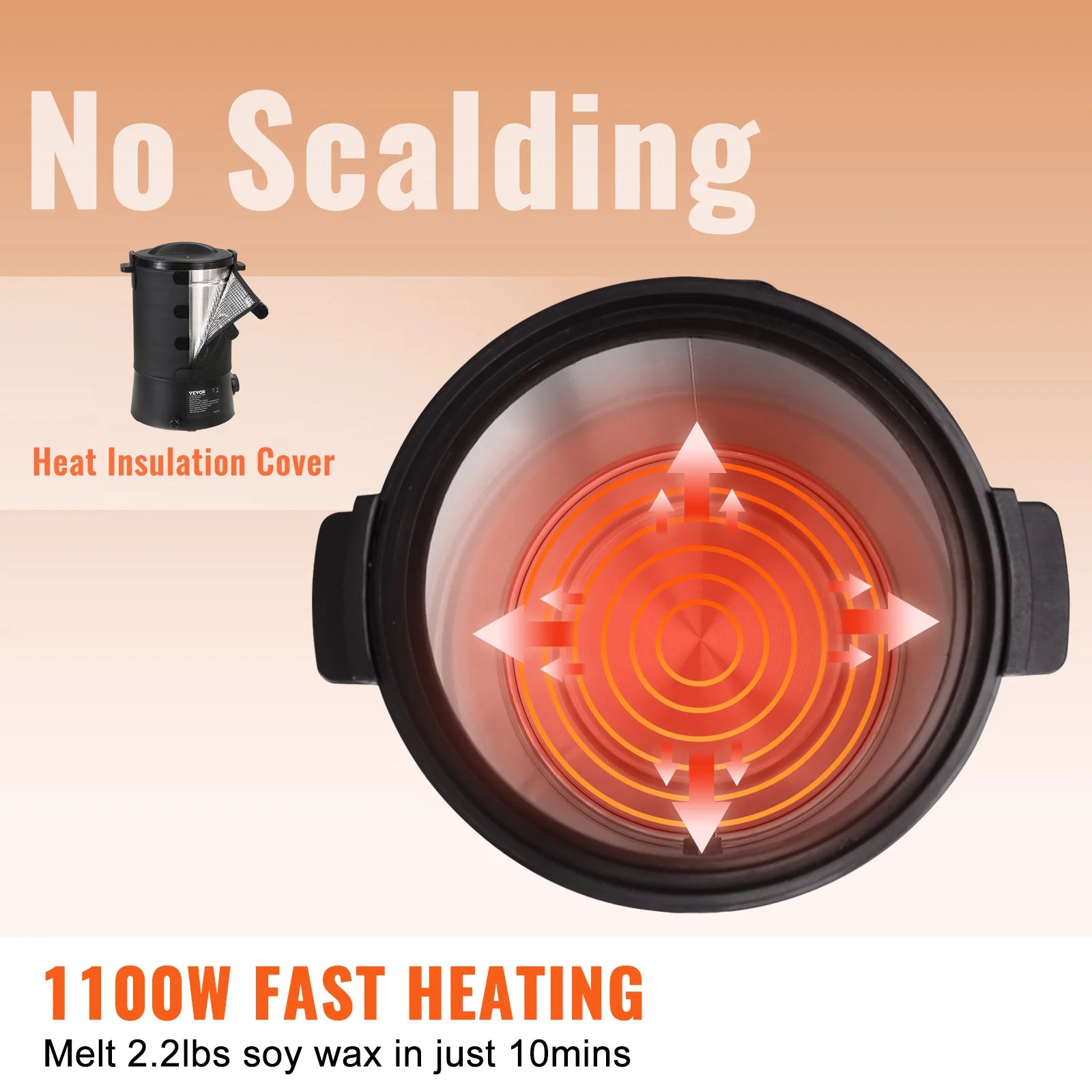 6.5L Wax Melter with Spout & 9-Level Temperature Control