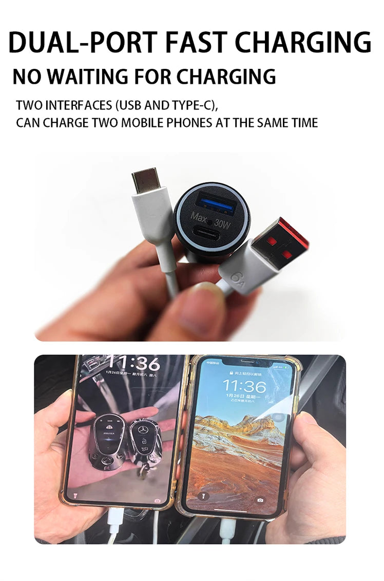 Univerzální mini GPS lokátor, sledování auta, nabíječka do cigaretového zátku, USB Type-C adaptér, skrytá, pro IOS Apple nebo Google Find My APP