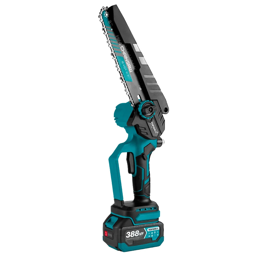 YOFIDRA 8 Inch Brushless Electric Chainsaw Cordless Rechargeable Garden Woodworking Cutting Power Tools For Makita Battery Pin