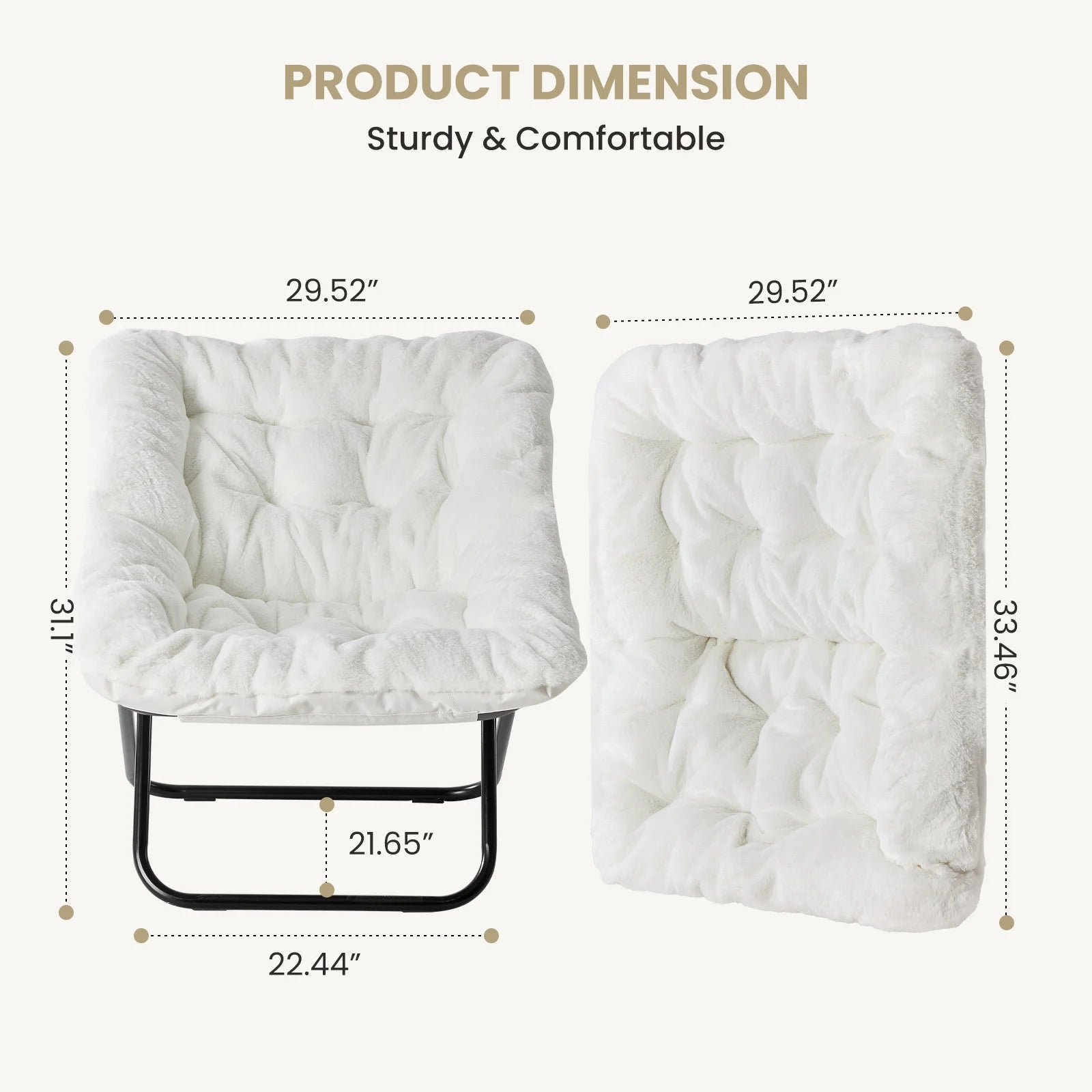 28" Fuskepels Tallerkenstol Sammenklappelig Hygge Lænestol