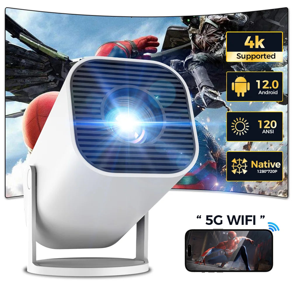 Έξυπνος Μίνι Προβολέας 4K με Android 12 και Περιστρεφόμενο Σχέδιο