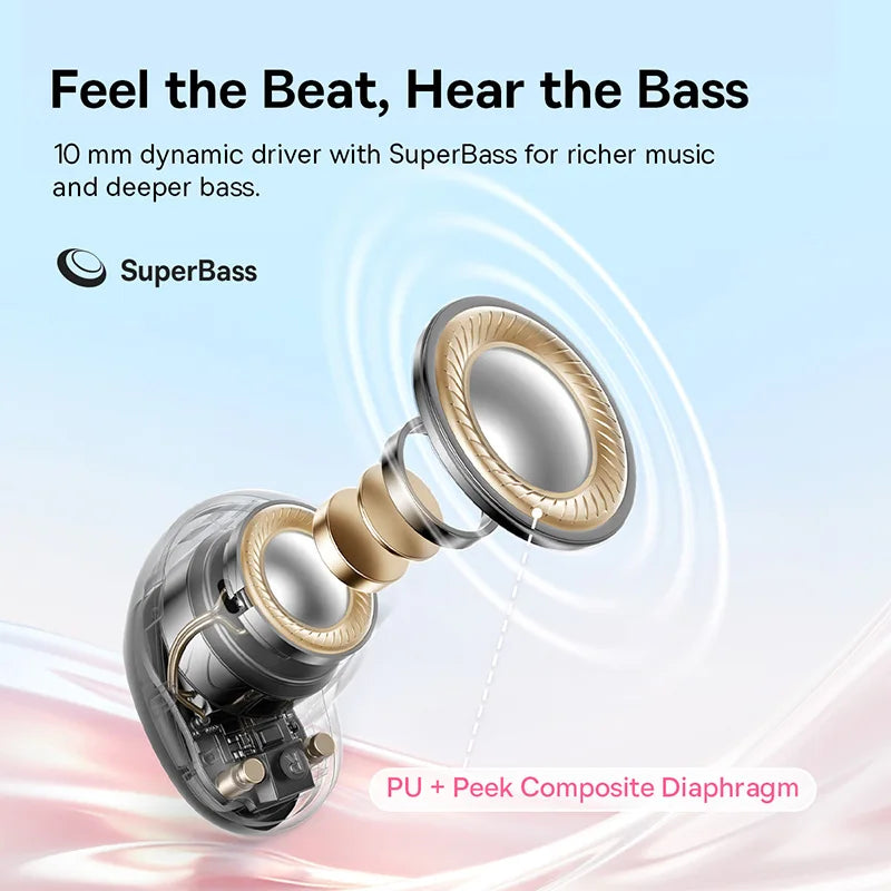 Căști fără fir Baseus Bass WM02s, Bluetooth 6.0, TWS, mini și compacte, confortabile la purtare, autonomie de 36 de ore, IPX5