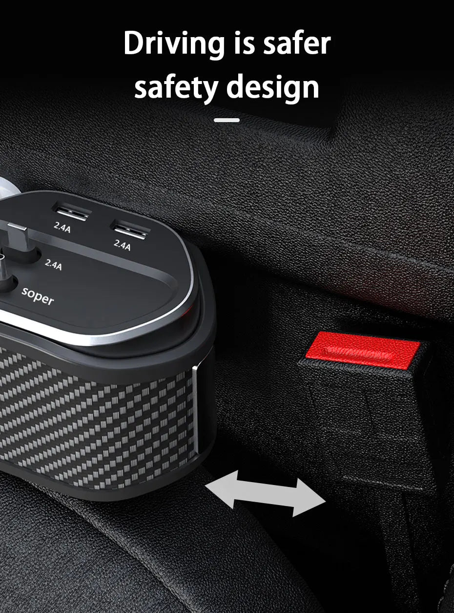 Car Seat Gap Organizer with Wireless Charging and Storage Box