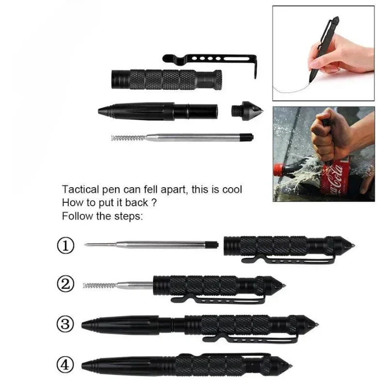 Tactical Survival Pen with Glass Breaker and Anti-Slip Grip