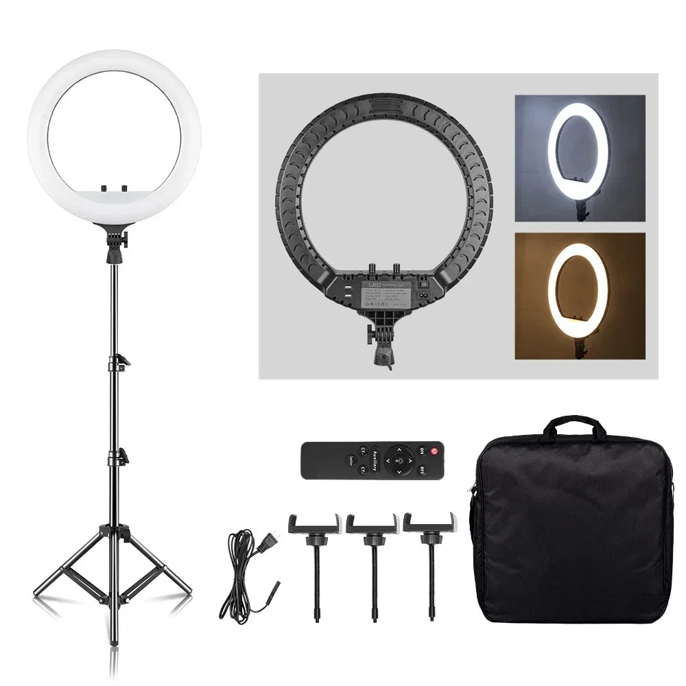 SH 18 Inch Thin Ring Light LED Selfie Video Lamp With Tripod Stand Phone Clip For YouTube Live Light Photography Studio