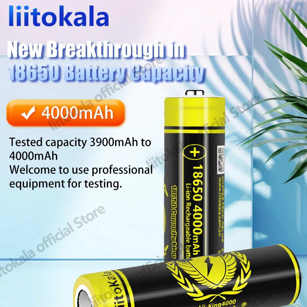 4pcs LiitoKala Lii-King4000 Highest Capacity 18650 4000mAh battery Original 3.6V Reachargeable batteries for flashligh