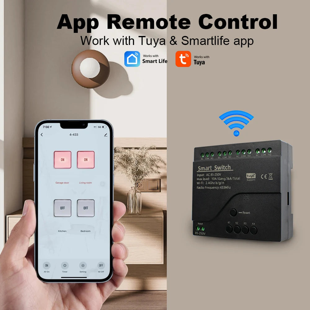 Tuya Four-Channel Wi-Fi Relay Module