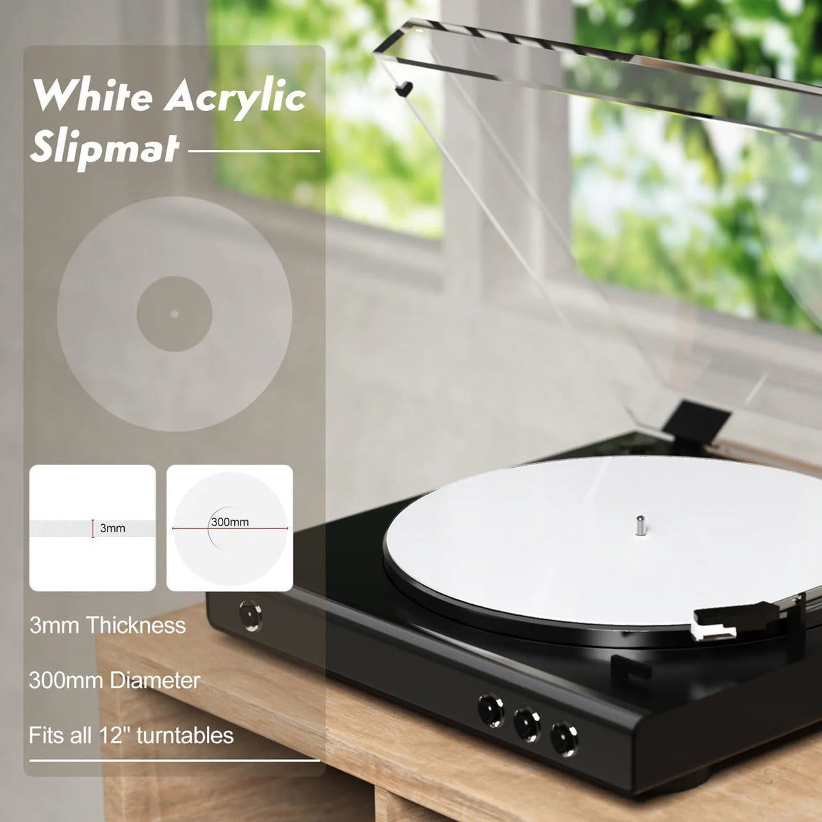 Acrylic Turntable Slipmat for 12-Inch Records, 3 mm