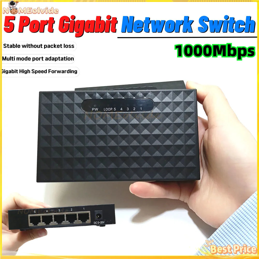 Gigabit RJ45 Ethernet Switch - Five or Eight Ports