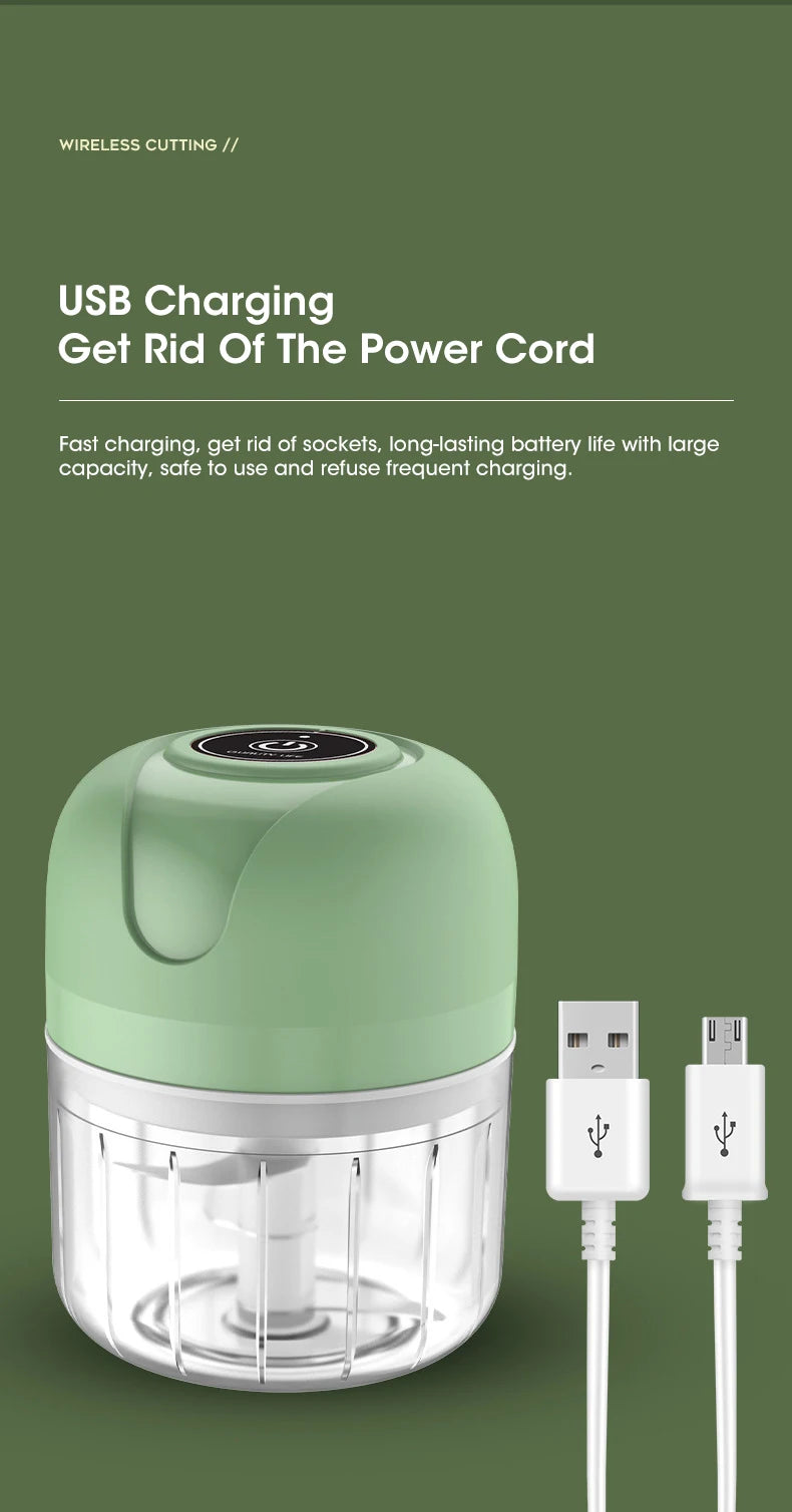 250ml Elektrische Knoflookstamper en Draagbare Voedselhakker