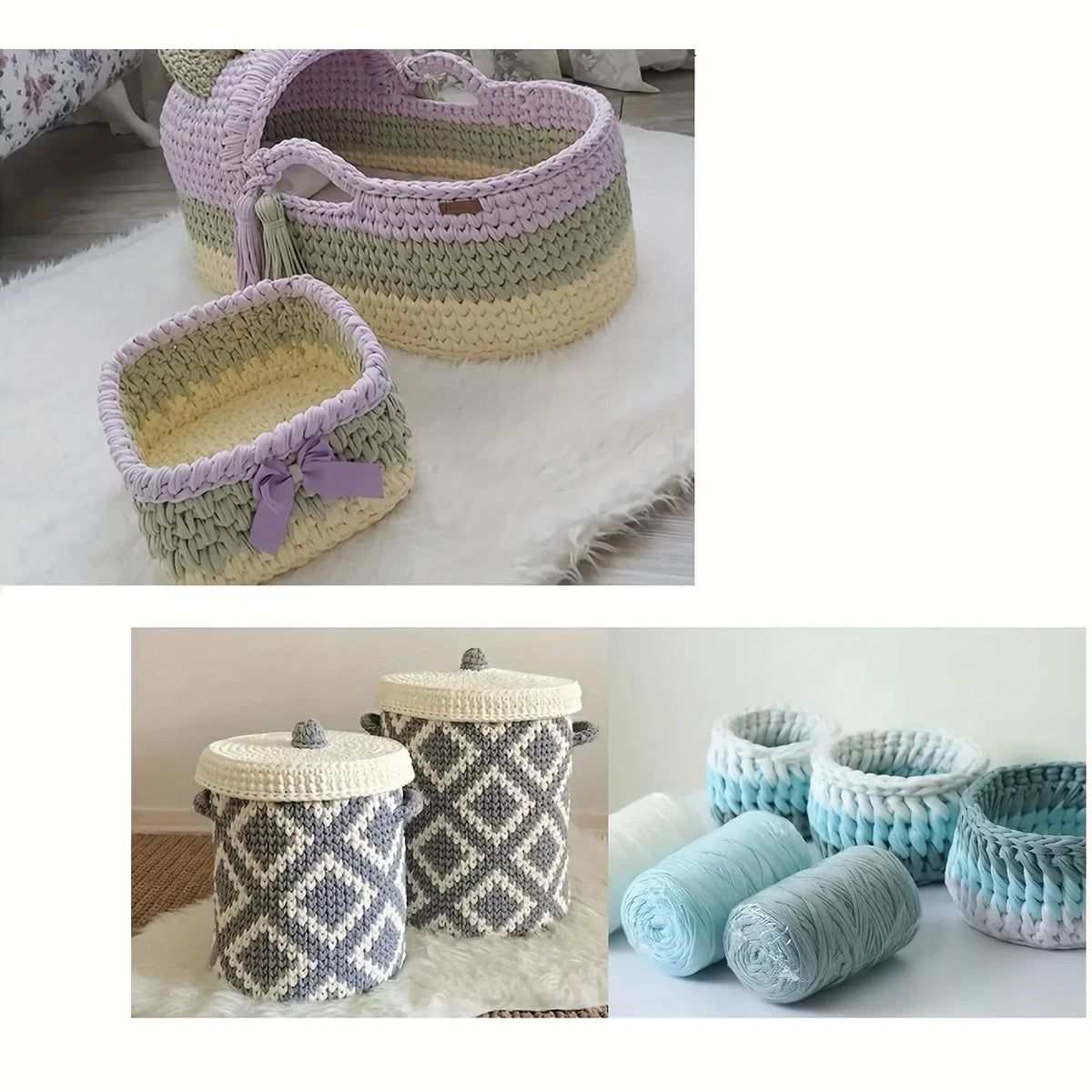 3 bases de cesto ovaladas de madera para crochet y tejido