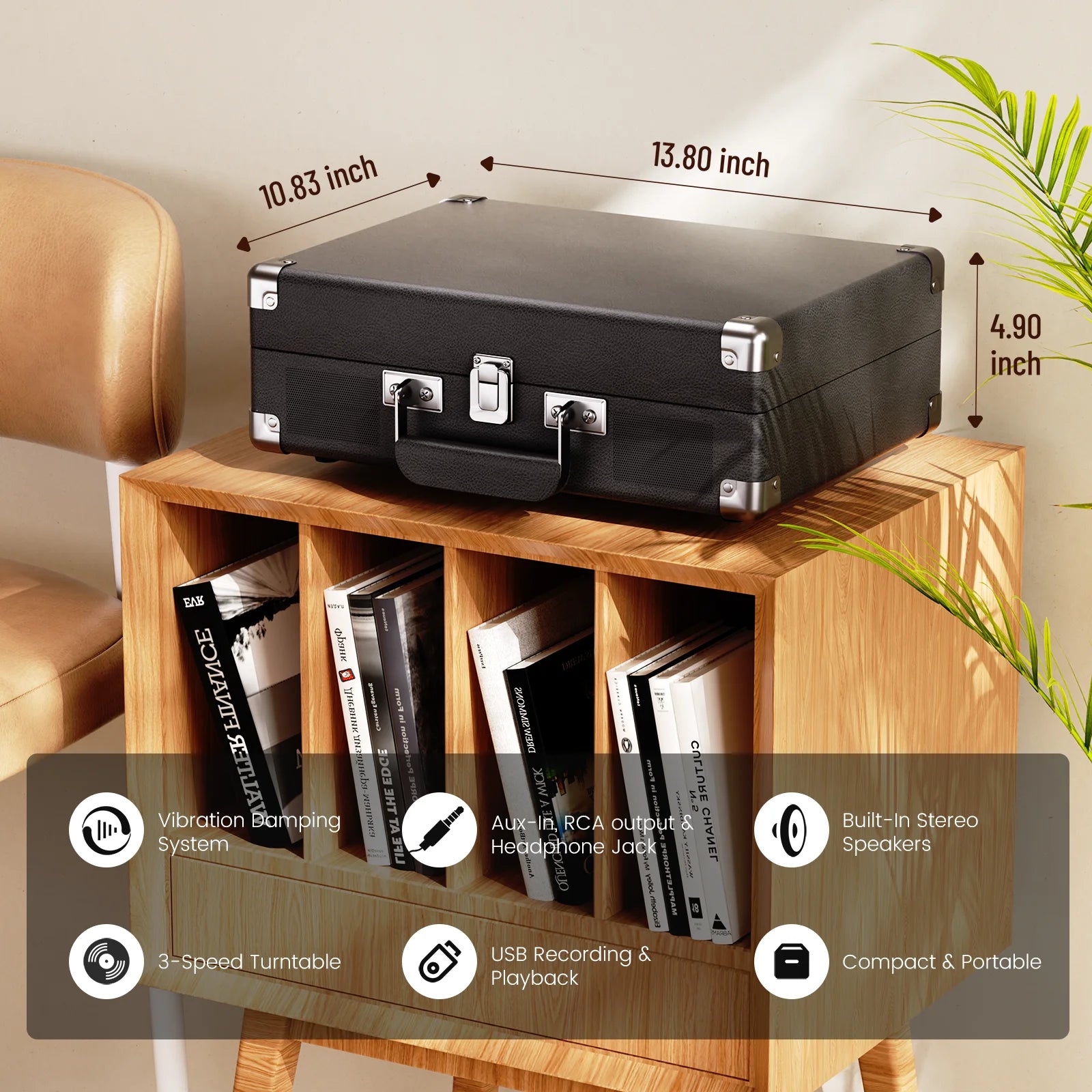 Βιντάζ Πικάπ Γραμμοφώνου με Ενσωματωμένα Στερεοφωνικά Ηχεία