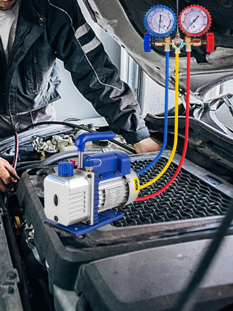 1.8CFM HVAC Vacuum Pump Kit with Manifold Gauge & Hoses