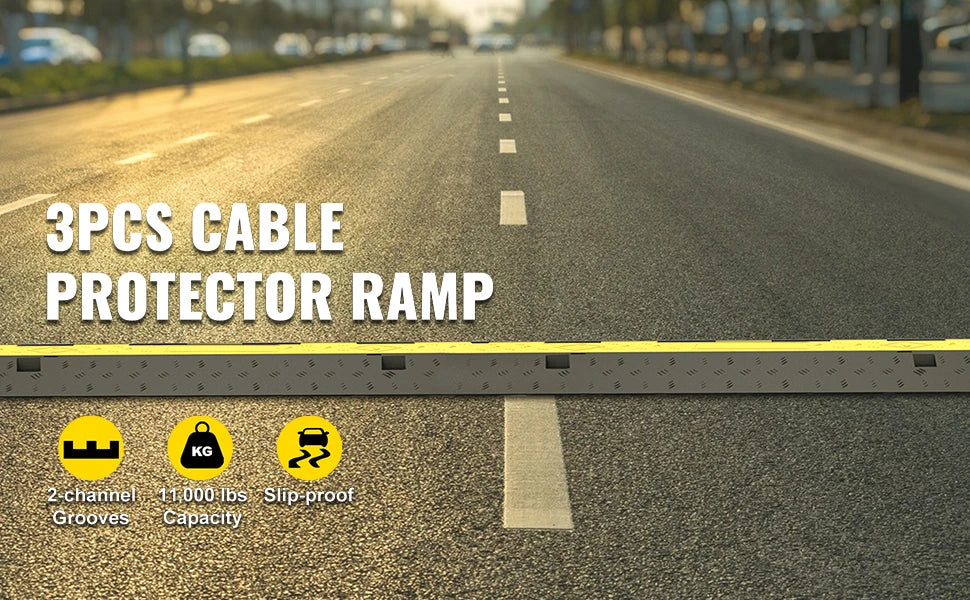 Heavy Duty Cable Protector Ramp 2-Channel 11000 lbs Capacity