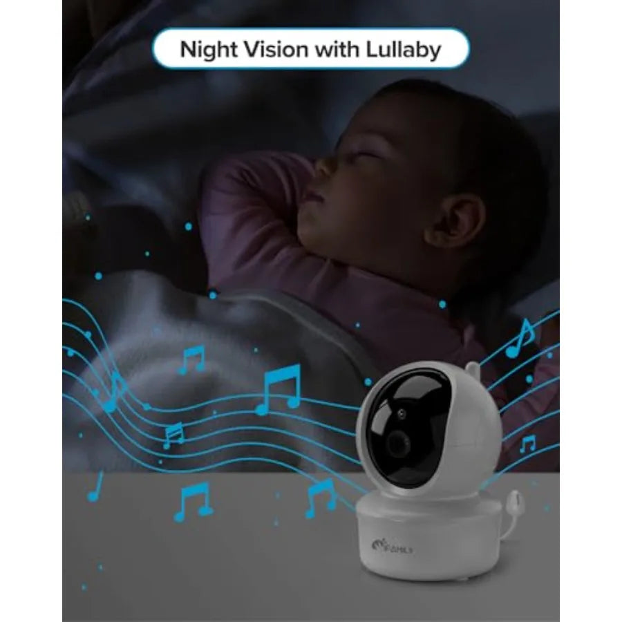 Baby Monitor with 5 Screen, 1080P Video, 30H Battery, No WiFi