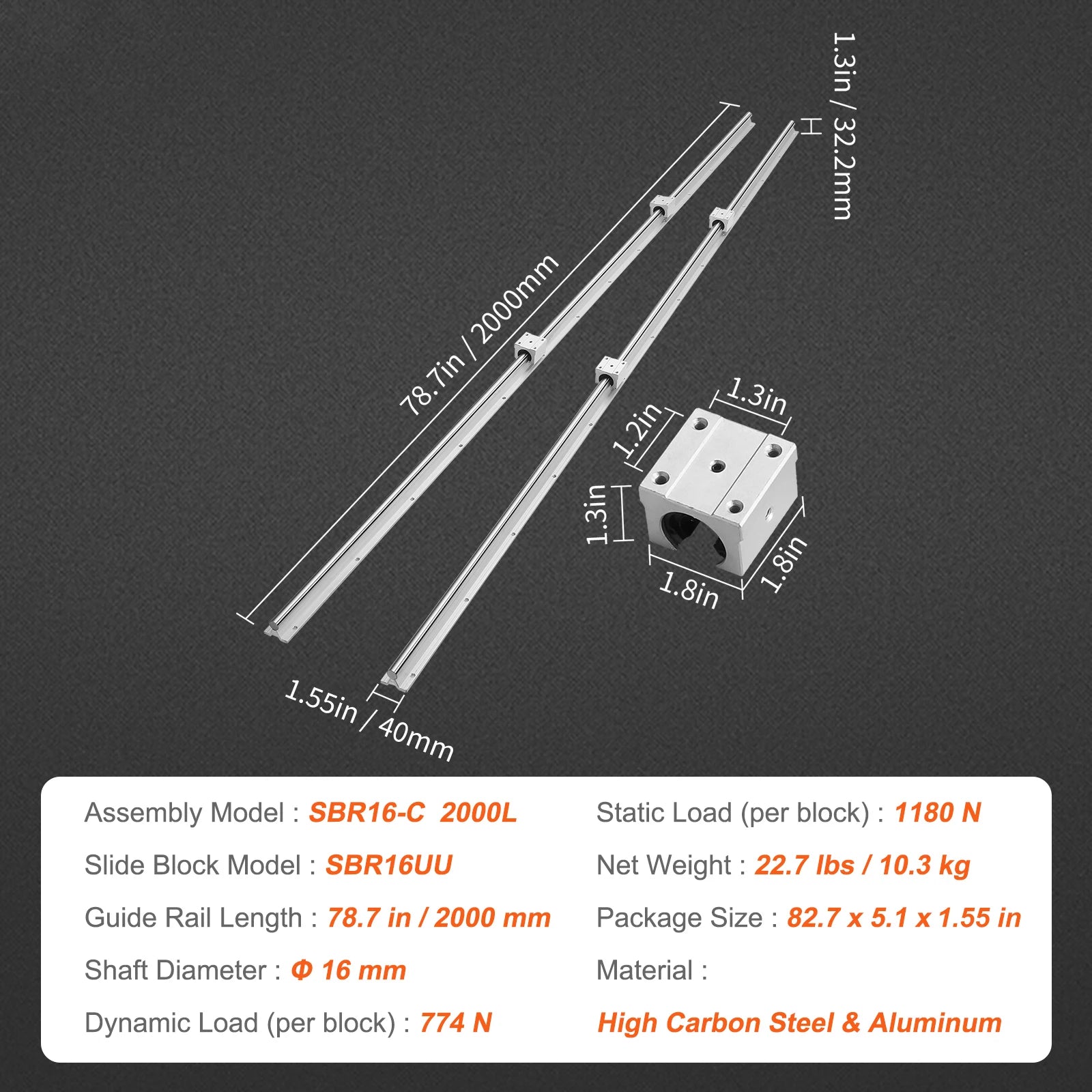 SBR Linear Guide Rail Kit with 4 Bearing Blocks for CNC & DIY