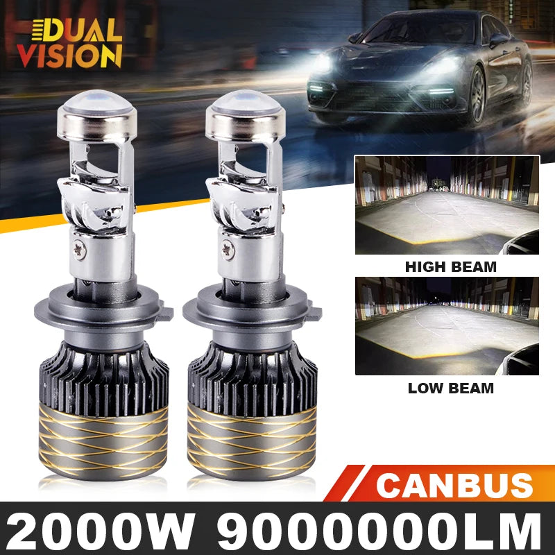 2000W LED Headlight Bulb 6000K Canbus H7 H4 H11 9005 9006