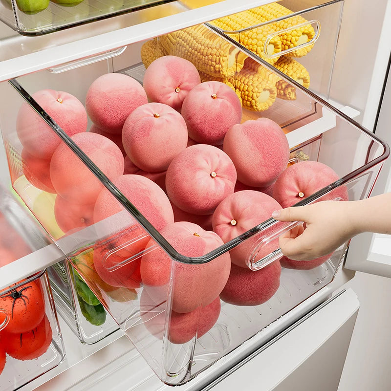 Stackable Clear Storage Bins with Lids for Fridge and Pantry