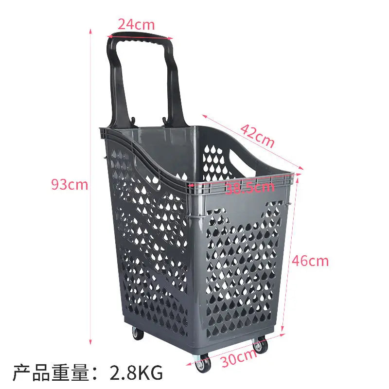 Supermarket shopping trolley high back basket hand pull shopping basket trolley shopping cart