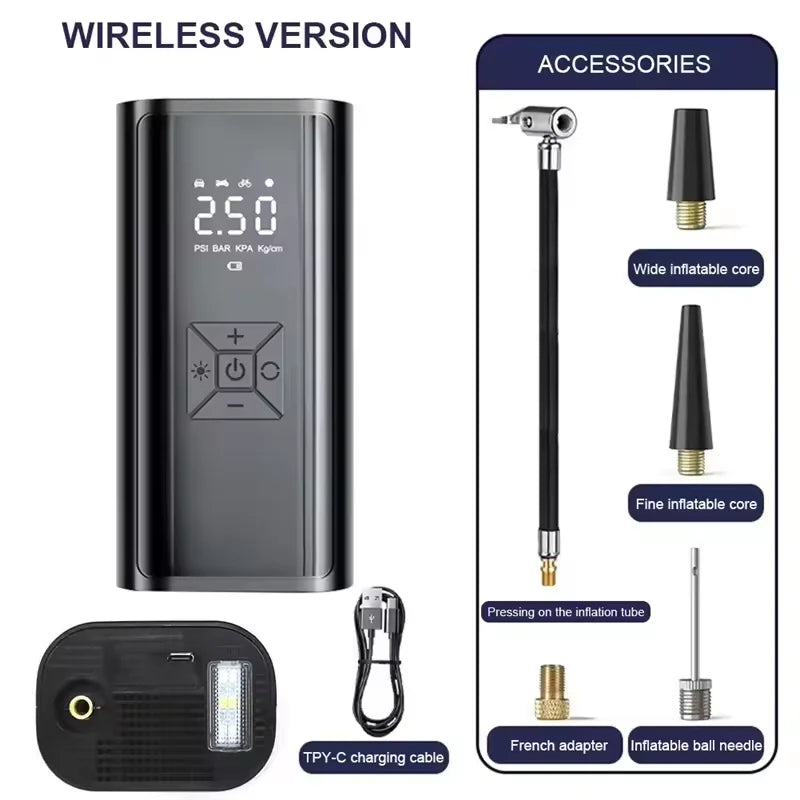 YIJU Wireless Air Pump 150psi Portable Electric Tire Inflator For Car Bicycle Motorcycle Mini Air Compressor Tire Air Injector