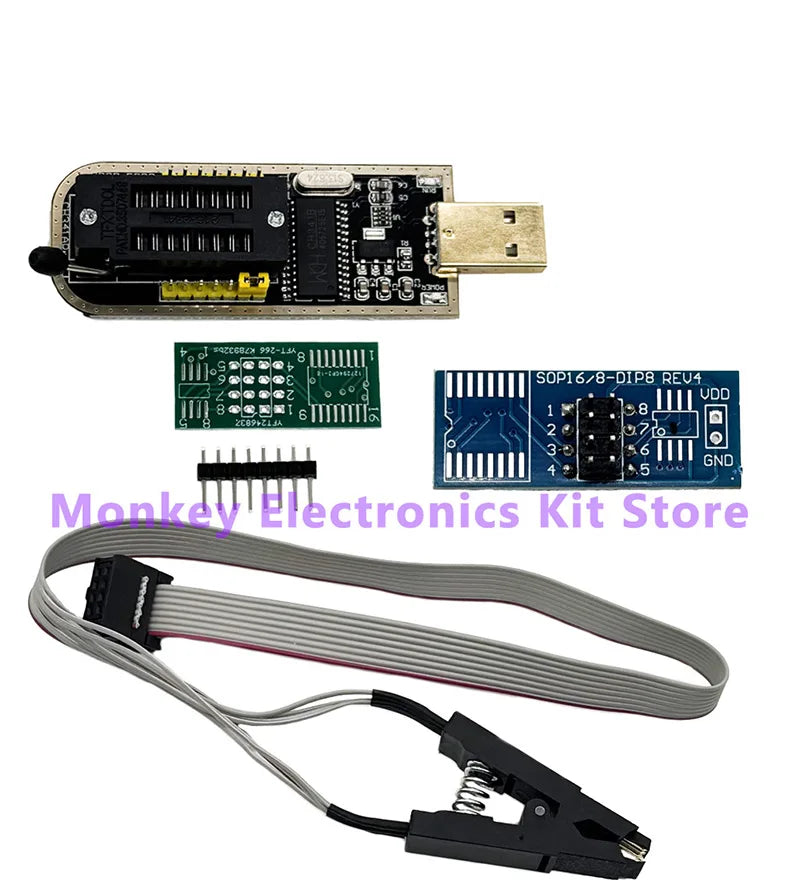 CH341 USB-flashprogrammer en adapteropties