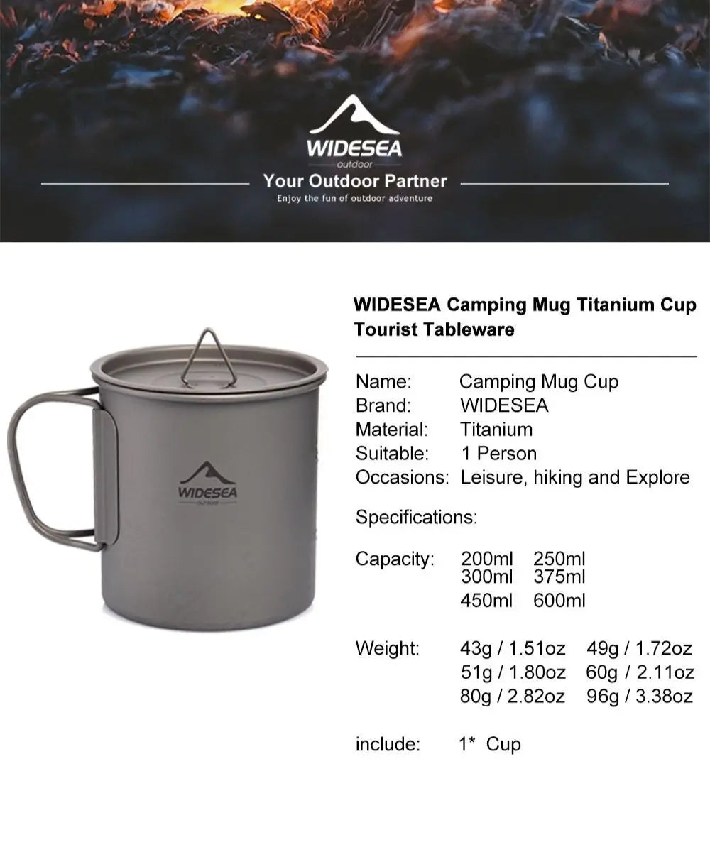 Titanium Cup with Lid Foldable Camping Coffee Mug