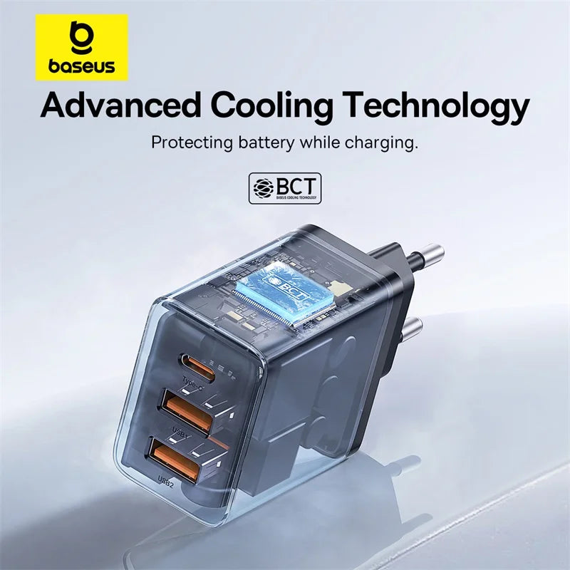 Baseus 30W Gyors Töltő 3-Portos USB-C PD és QC3.0 Fali Adapter