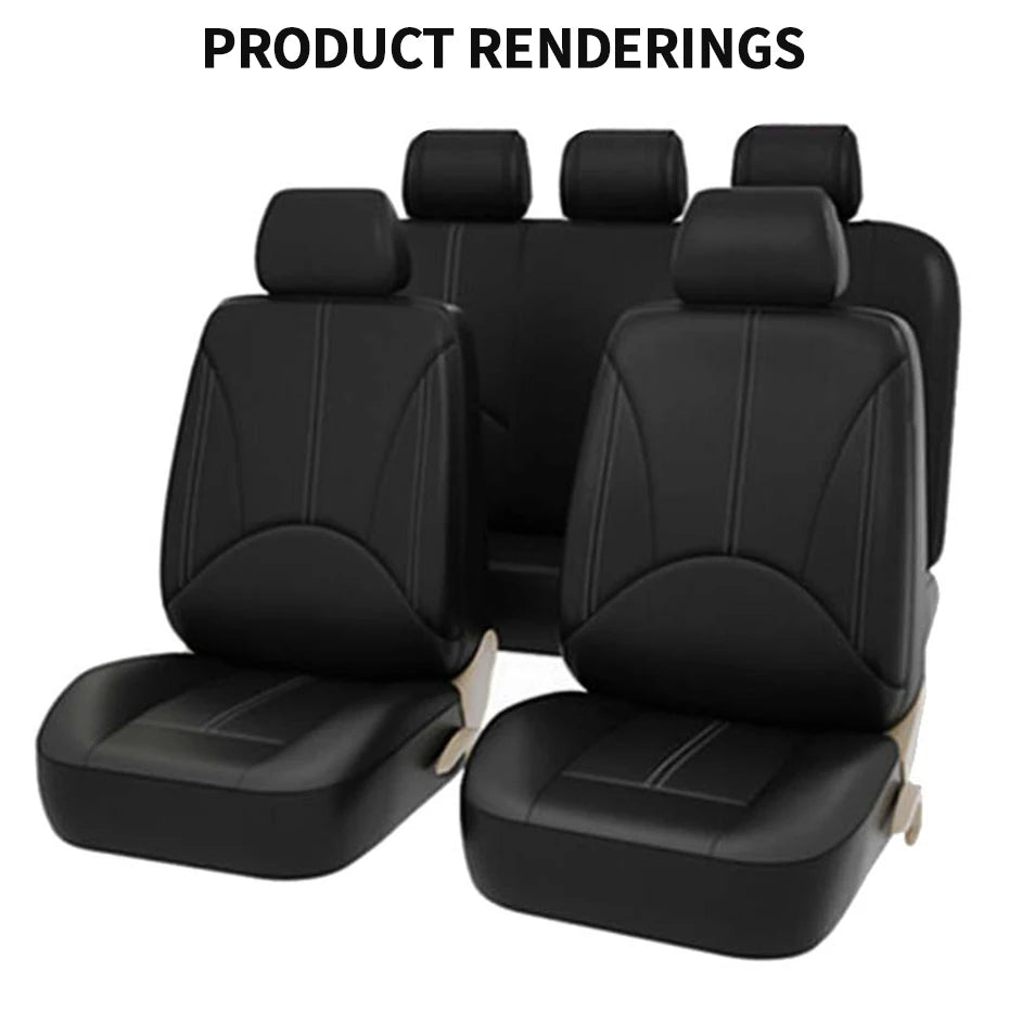 PU Leather Car Seat Cover Set Breathable Vehicle Seat Cushion Full Surround Cover for Car Compatible with Airbag Fit 5-Seat Auto