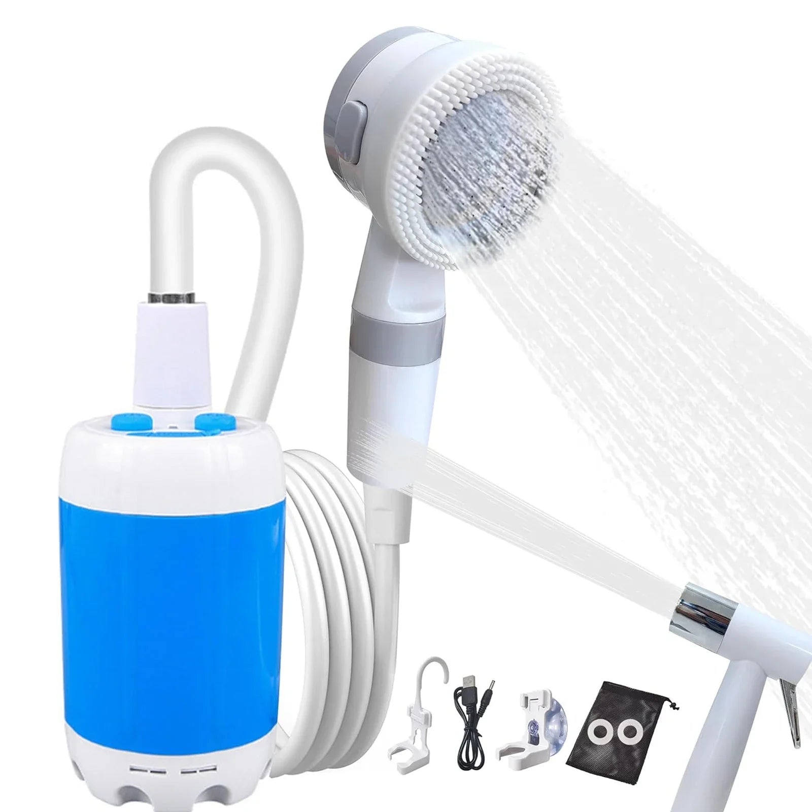 Portable Rechargeable Outdoor Shower, Handheld Compact Design, Gentle Shower Stream for Car Washing, Flower Watering, Bathing