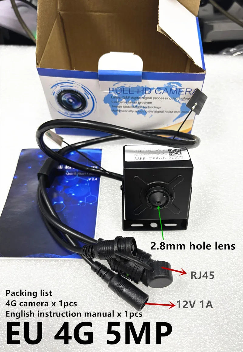 European Version 5MP 2MP 4G SIM Card Mini Camera SD MIC Human Detection Security Surveillance IP Camera HD Display Camera Camhi