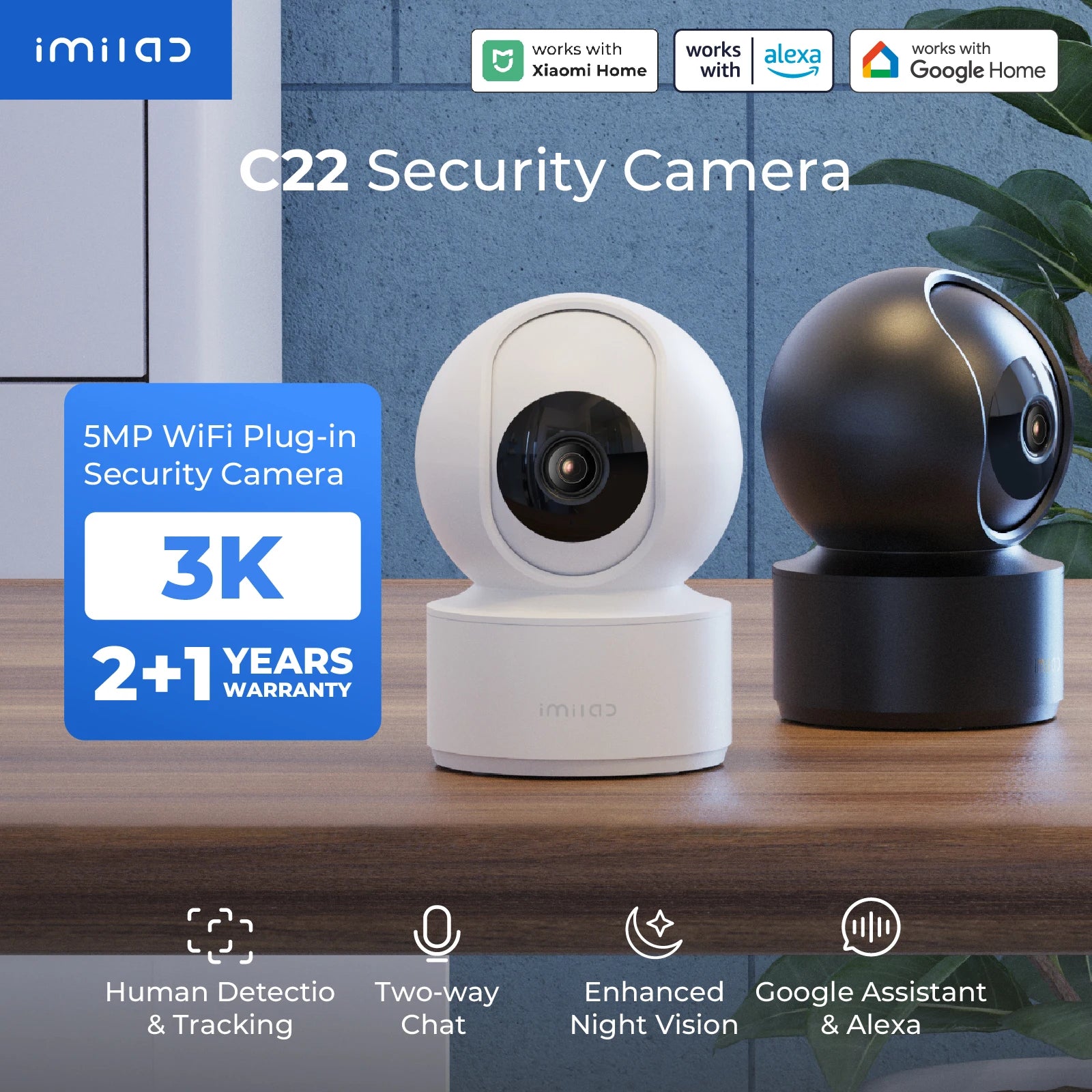 IMILAB C22 WiFi Baby Monitor with 360° PTZ and AI Tracking
