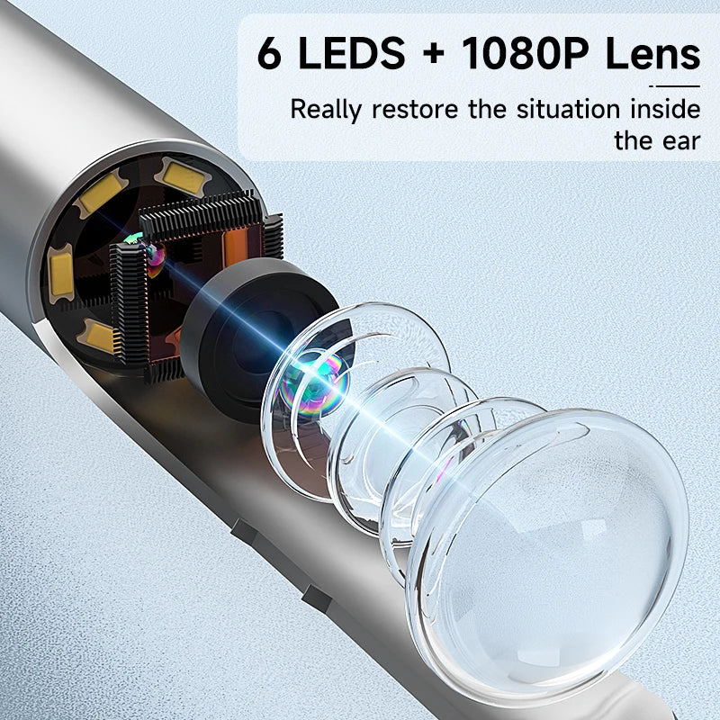Wireless Visual Otoscope 4.2mm 1080P WiFi Ear Scope with Cleaning Tools