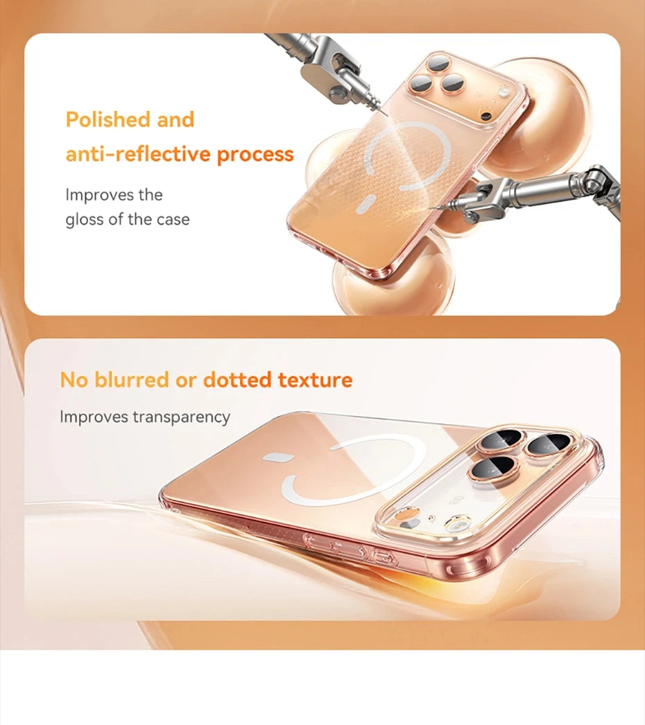 Funda transparente magnética para iPhone 17 con MagSafe, delgada y antiamarillenta